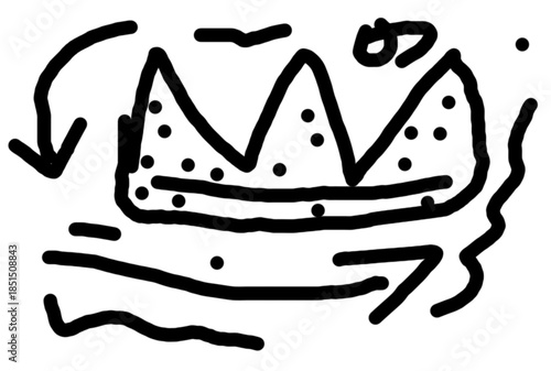 Hand drawn crown with decorative dots and lines on white