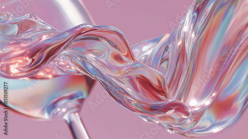 Dreamy Pastel Pearlized Liquid Splash with Wine Glass Shape