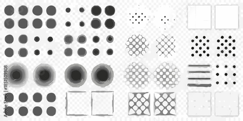 Collection of visual patterns and gradients displayed in grayscale tones