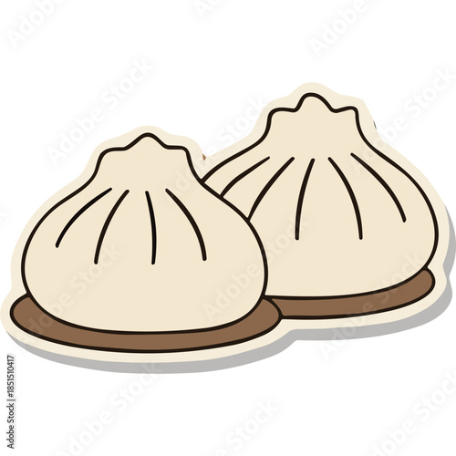 Cute Dumpling Illustration Sticker - Asian Food Icon