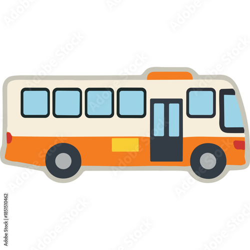 Cute Orange and Cream Cartoon Bus Illustration