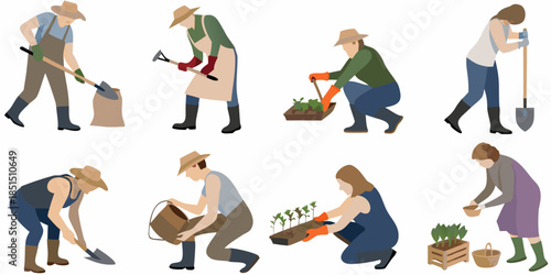 Gardeners tending plants a diverse collection of illustrations showcasing horticultural activities