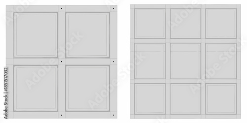 Two white paneled doors with rectangular sections presented in a clean architectural style