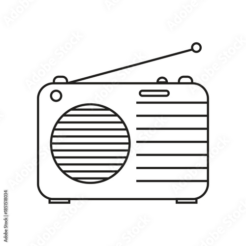 Vintage Portable Radio Line Icon Illustration