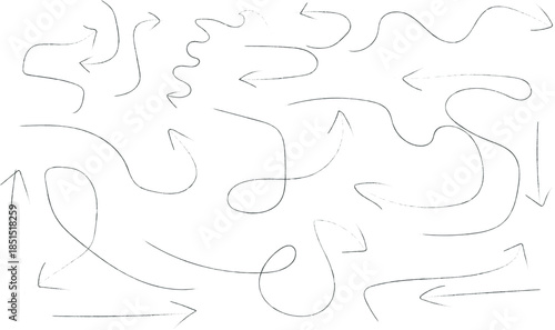 Hand drawn doodle arrows and abstract symbols set