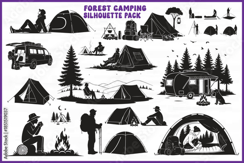 set of camping elements