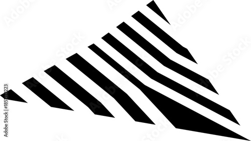 Black on white abstract perspective line stripes with 3d dimensional effect. geometrical lines design
