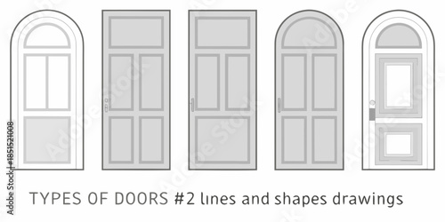 Illustrative collection of different door designs and architectural shapes