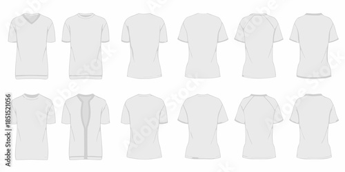 Collection of white t shirt mockups displaying various styles and perspectives