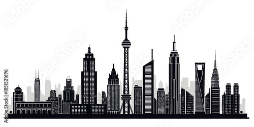 Stunning cityscape with modern skyscrapers and tower