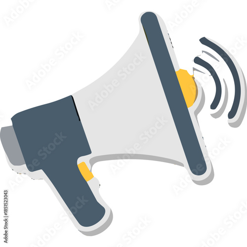 Flat Design Megaphone Icon with Sound Waves