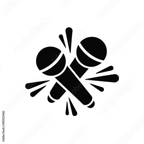 Crossed microphones icon vector illustration representing karaoke singing music entertainment and live vocal performance stage