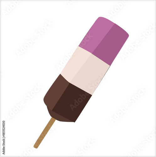 3-color ice cream sticks. A 3 flavored popsicle with wooden stick 

