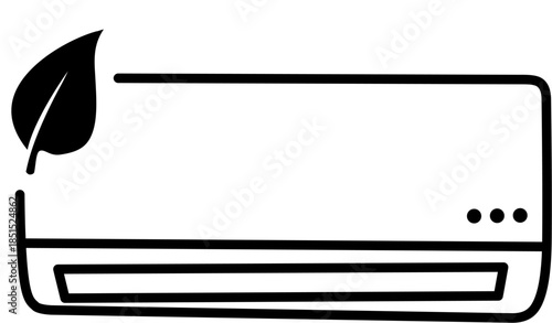 Air Conditioner Energy Saving Eco Friendly. Flat Outline Vector Icon