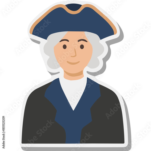 Flat Illustration of Historical Figure in Tricorne Hat
