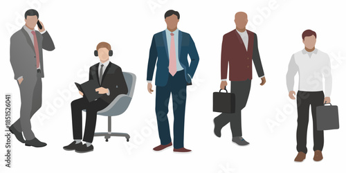 Diverse group of businessmen in suits some standing and some seated