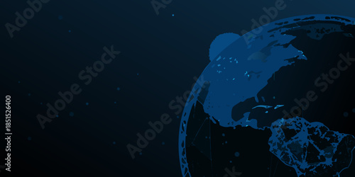 A partially visible earth with illuminated cities against a dark space background