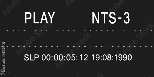 Vintage television screen displaying play nts 3 and timecode information