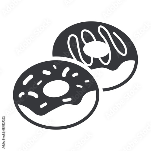 Isolated pictogram of donut pictogram icons featuring assorted toppings including chocolate, nuts, sprinkles, and cheese, perfect for bakery design projects.