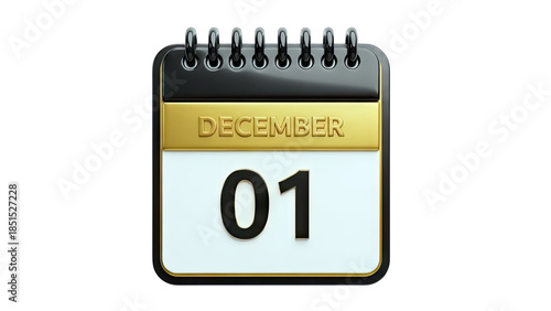December 1st Calendar Icon on White Background