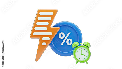 Discount Time: Lightning Bolt, Percentage, and Alarm Clock