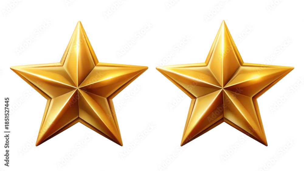 Obraz premium Two golden stars on black background
