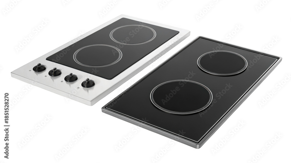 Fototapeta premium Induction cooktop and stove with black and white surfaces