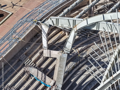 Wallpaper Mural Aerial view of a coliseum with structural damage and concrete columns destroyed by a collapse Torontodigital.ca