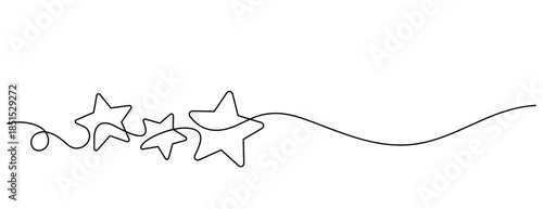 three stars decoration element one line drawing continuous handdrawn minimalist art copy space element