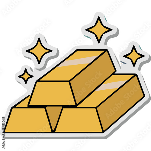 Golden Riches: Stack of Shiny Gold Bars with Sparkles