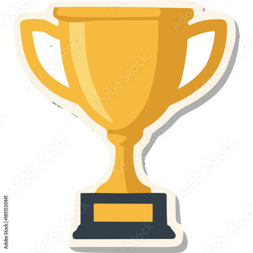 Golden Trophy Vector Illustration - Achievement and Victory Icon