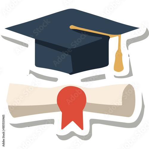Graduation Cap and Diploma Icon