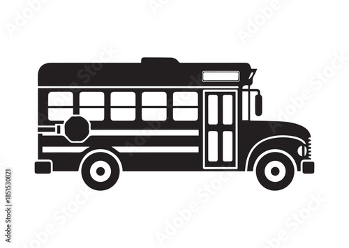 School bus icon, School bus silhouette vector
