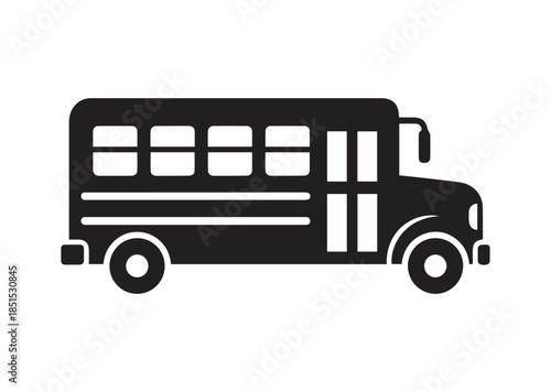 School bus icon, School bus silhouette vector