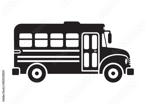 School bus icon, School bus silhouette vector