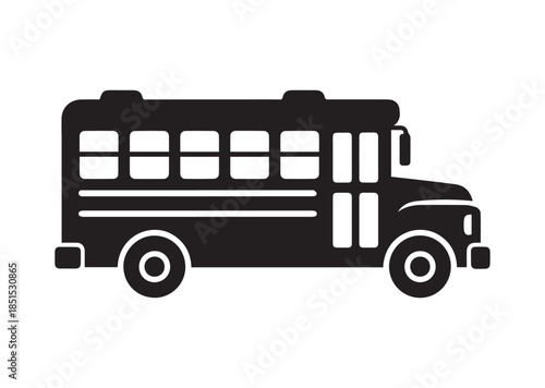 School bus icon, School bus silhouette vector