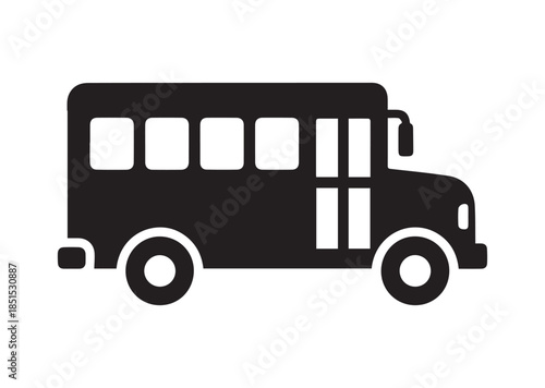 School bus icon, School bus silhouette vector