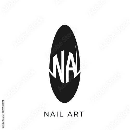 Monochromatic Nail Art Logo Design with NA Initials.