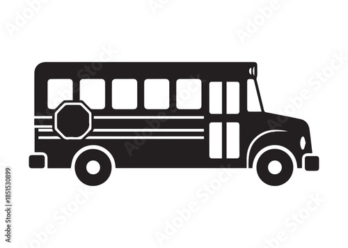 School bus icon, School bus silhouette vector