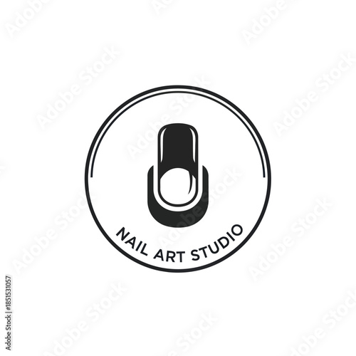 Nail Art Studio Logo with Nail Icon and Text.