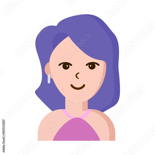 Young beautiful woman with purple hair.