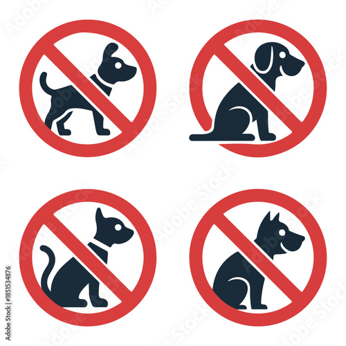 No pets allowed badge set, No pets allowed icon set 