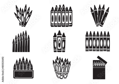 Crayons icon, Crayons silhouette vector