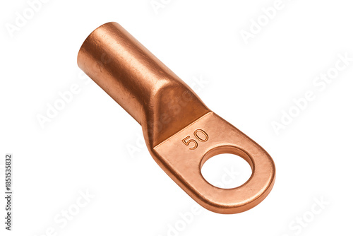 Industrial Copper Cable Lug Connector Isolated on a Transparent Background