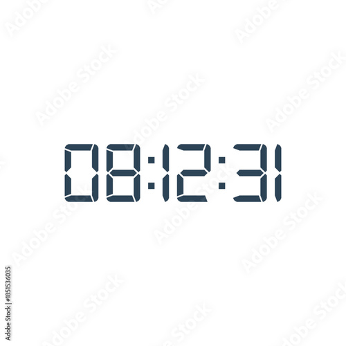 LED digital clock number for counter or calculator mockup design