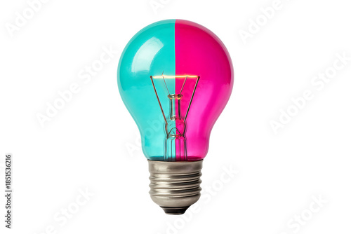 Modern Two Tone Glass Light Bulb Innovation Isolated on a Transparent Background