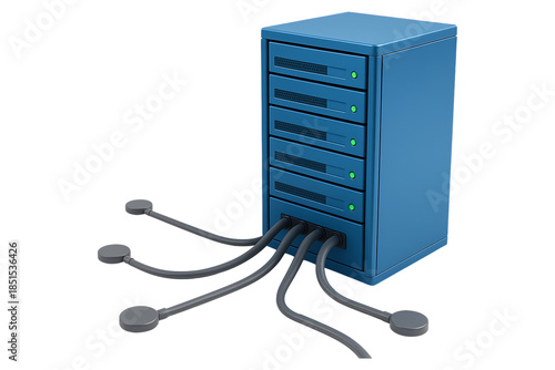 Network Database Server Hardware Unit Isolated on a Transparent Background