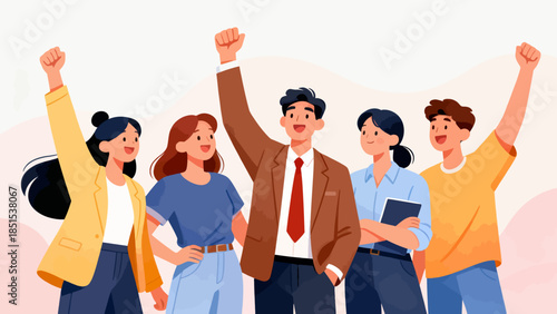 A group of people are standing together and one of them is holding a book. Scene is happy and celebratory