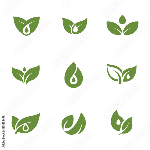 Eco Leaf Logo Set Minimal Nature Icons