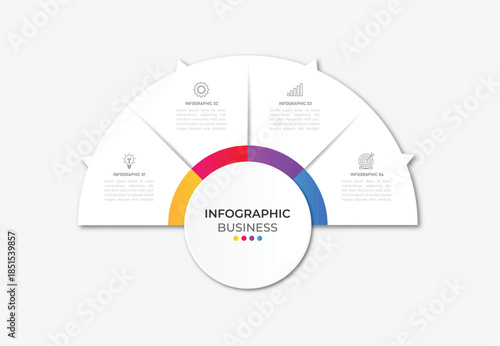 Circle chart infographic template with 4 options for presentations